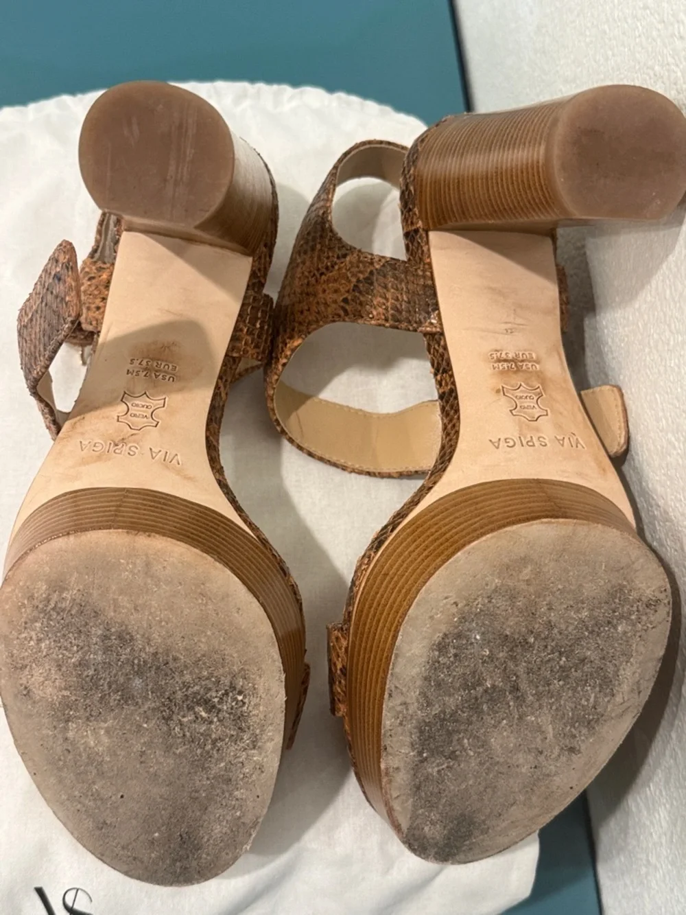 Via Spiga Brown Snake-Print Platform Sandals